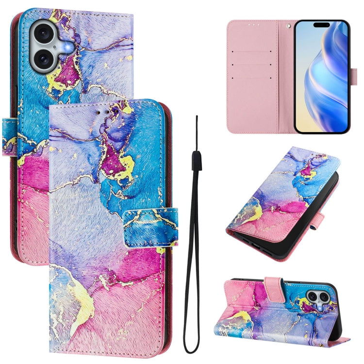 Art Colored Drawing Pattern Leather Phone Case, For iPhone 16 Plus