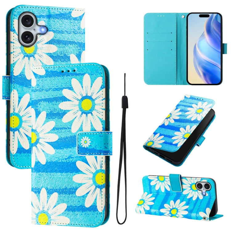 Art Colored Drawing Pattern Leather Phone Case, For iPhone 16 Plus