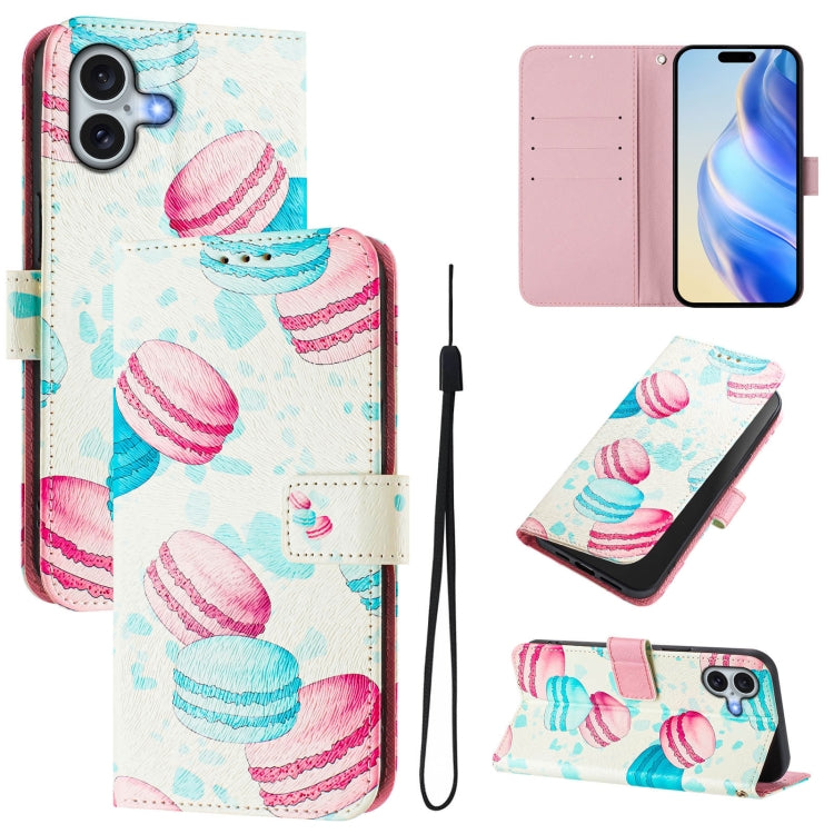 Art Colored Drawing Pattern Leather Phone Case, For iPhone 16 Plus