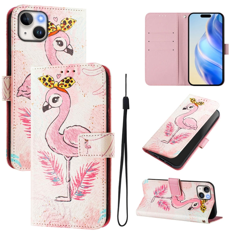 Art Colored Drawing Pattern Leather Phone Case, For iPhone 15 Plus