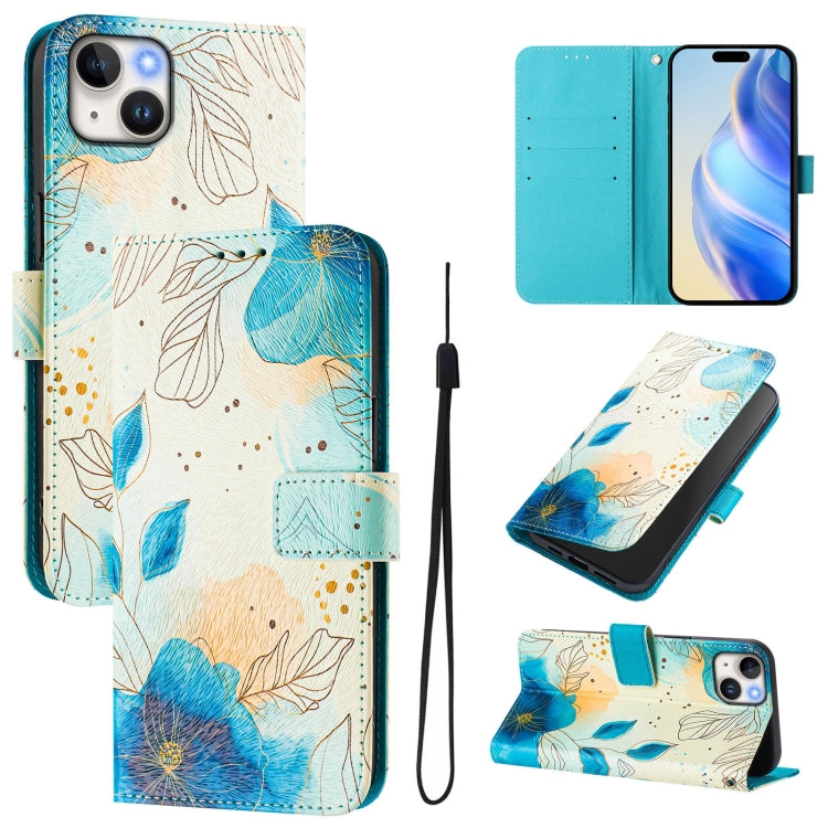 Art Colored Drawing Pattern Leather Phone Case, For iPhone 15 Plus