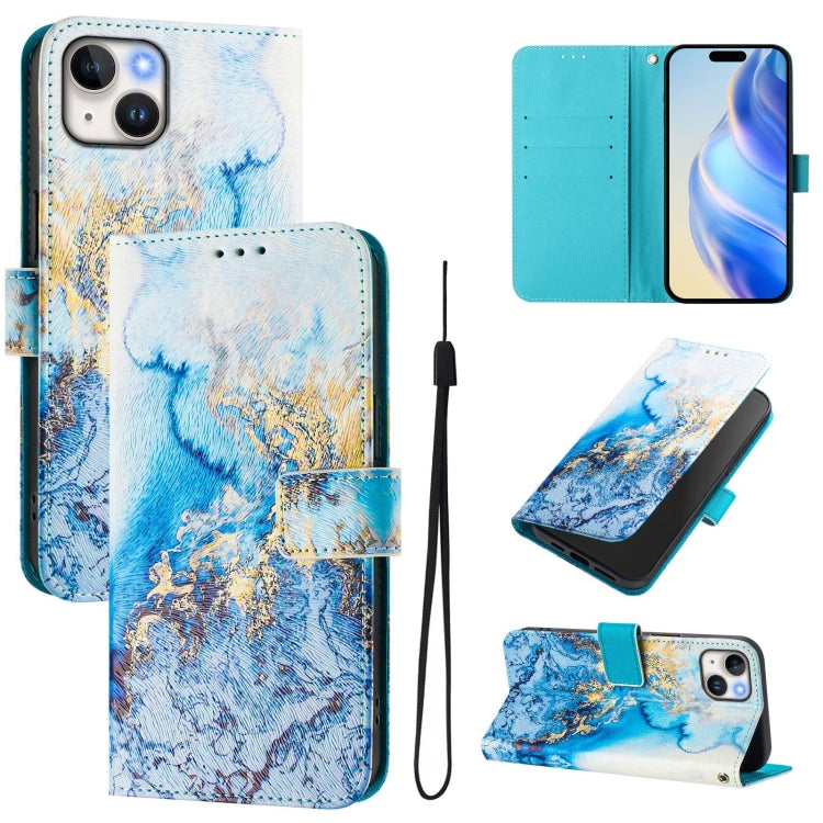 Art Colored Drawing Pattern Leather Phone Case, For iPhone 15 Plus