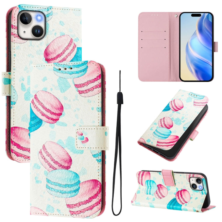 Art Colored Drawing Pattern Leather Phone Case, For iPhone 15 Plus