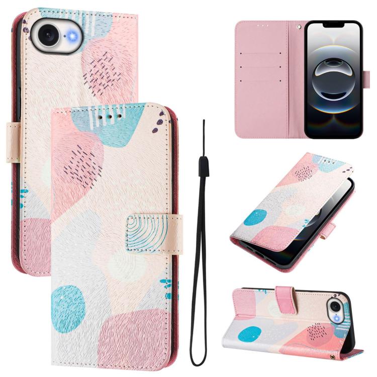 Art Colored Drawing Pattern Leather Phone Case, iPhone 16e