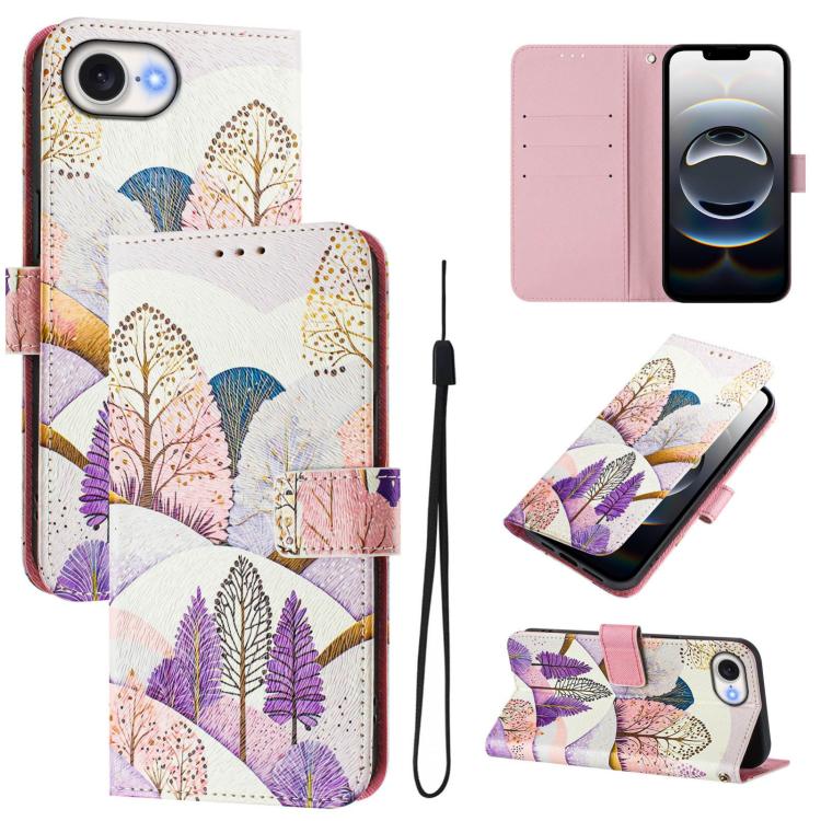 Art Colored Drawing Pattern Leather Phone Case, iPhone 16e