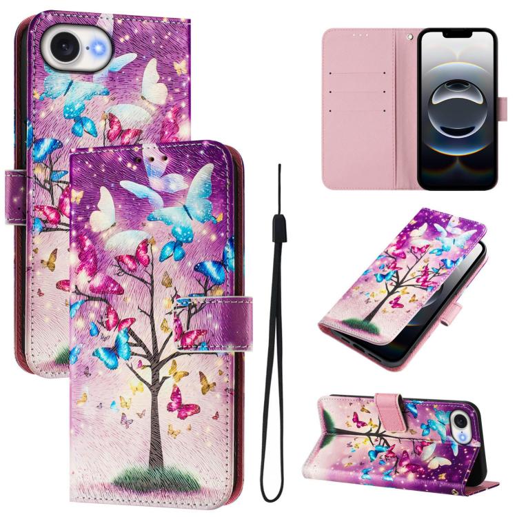 Art Colored Drawing Pattern Leather Phone Case, iPhone 16e