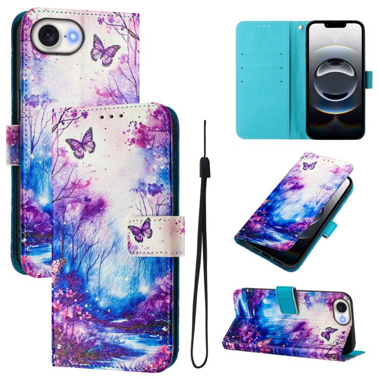 Art Colored Drawing Pattern Leather Phone Case, iPhone 16e