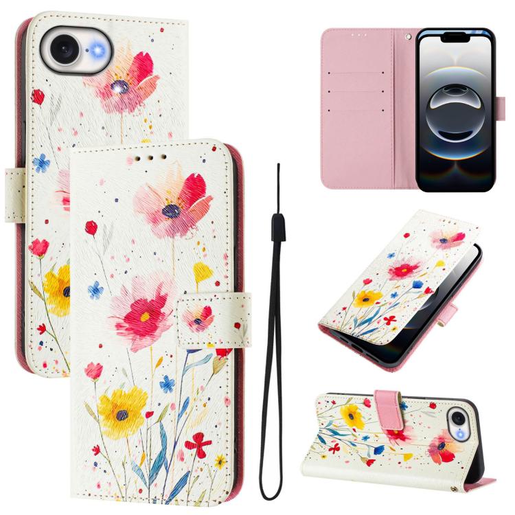 Art Colored Drawing Pattern Leather Phone Case, iPhone 16e