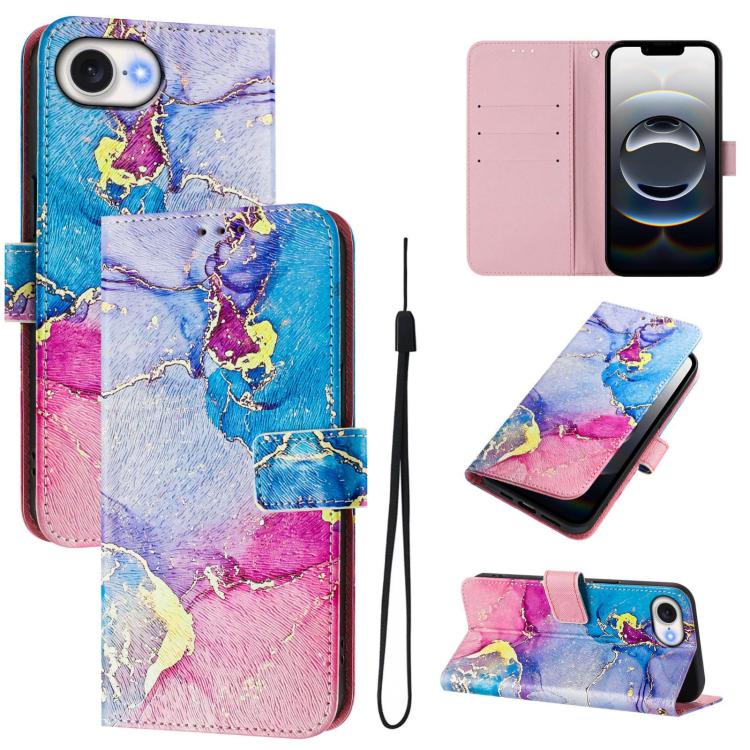 Art Colored Drawing Pattern Leather Phone Case, iPhone 16e