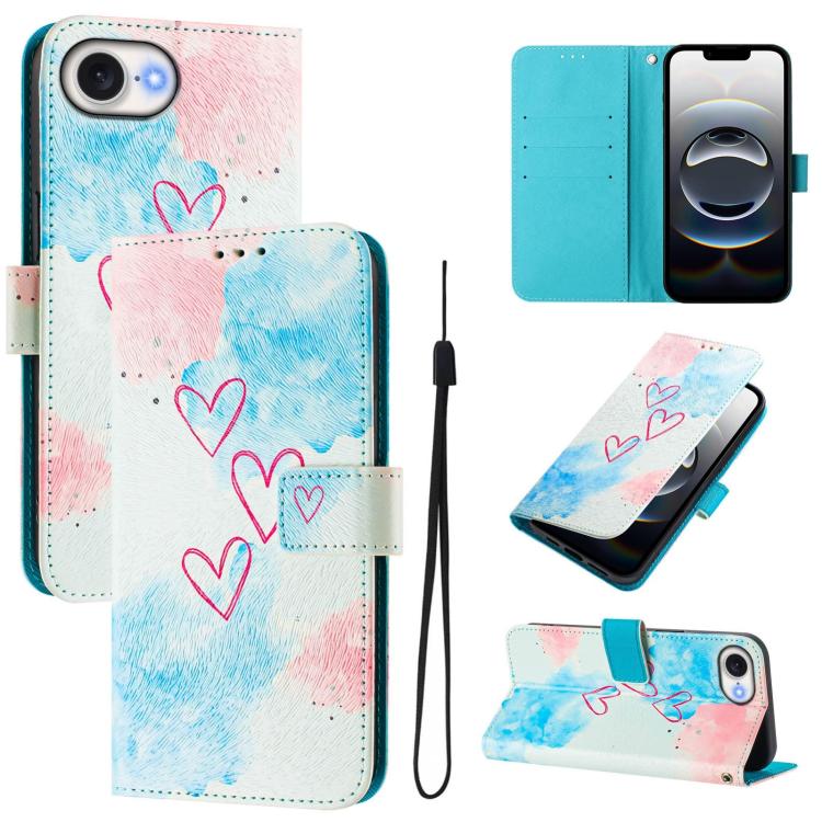 Art Colored Drawing Pattern Leather Phone Case, iPhone 16e