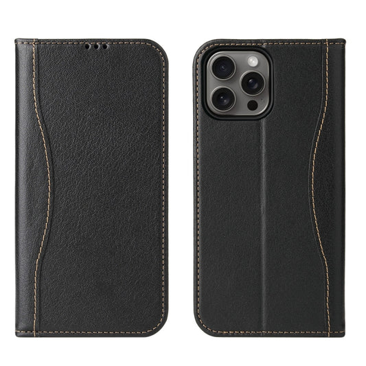 Fierre Shann Cowhide Leather Flip Leather Phone Case, For iPhone 16 Pro Max, For iPhone 16 Pro, For iPhone 16 Plus, For iPhone 16