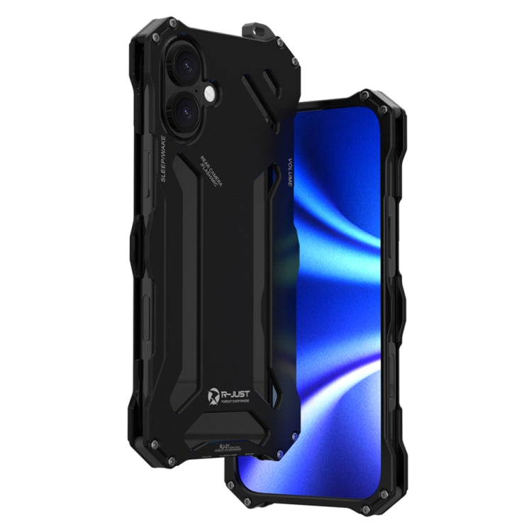 R-JUST RJ-17 Shockproof Armor Hollow Metal Phone Case, For iPhone 16 Pro Max, For iPhone 16 Pro, For iPhone 16 Plus, For iPhone 16