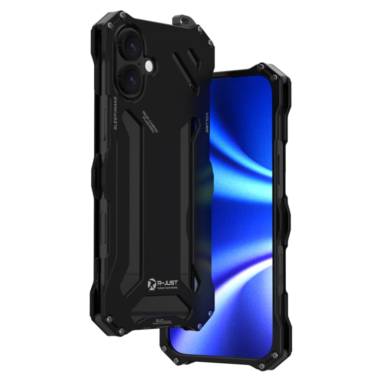 R-JUST RJ-17 Shockproof Armor Hollow Metal Phone Case, For iPhone 16 Pro Max, For iPhone 16 Pro, For iPhone 16 Plus, For iPhone 16