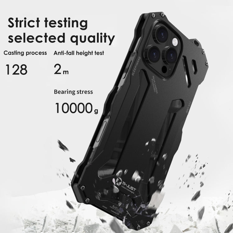 R-JUST RJ-17 Shockproof Armor Hollow Metal Phone Case, For iPhone 16 Pro Max, For iPhone 16 Pro, For iPhone 16 Plus, For iPhone 16