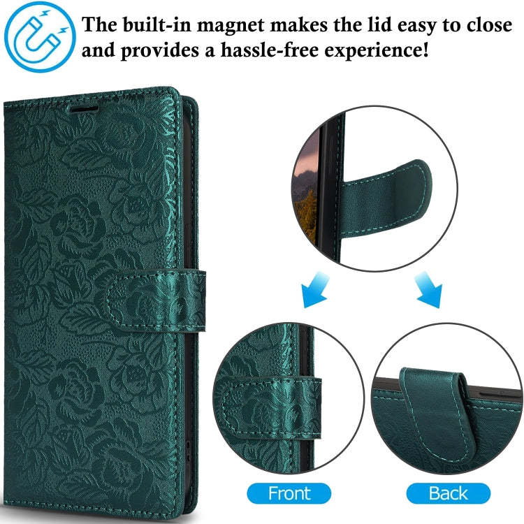 Peony Flowers Imprint Leather Phone Case, For iPhone 16 Pro Max, For iPhone 16 Pro, For iPhone 16 Plus, For iPhone 16, For iPhone 15 Pro Max, For iPhone 15 Pro