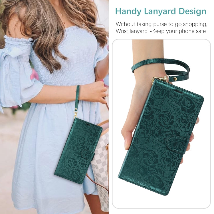 Peony Flowers Imprint Leather Phone Case, For iPhone 16 Pro Max, For iPhone 16 Pro, For iPhone 16 Plus, For iPhone 16, For iPhone 15 Pro Max, For iPhone 15 Pro