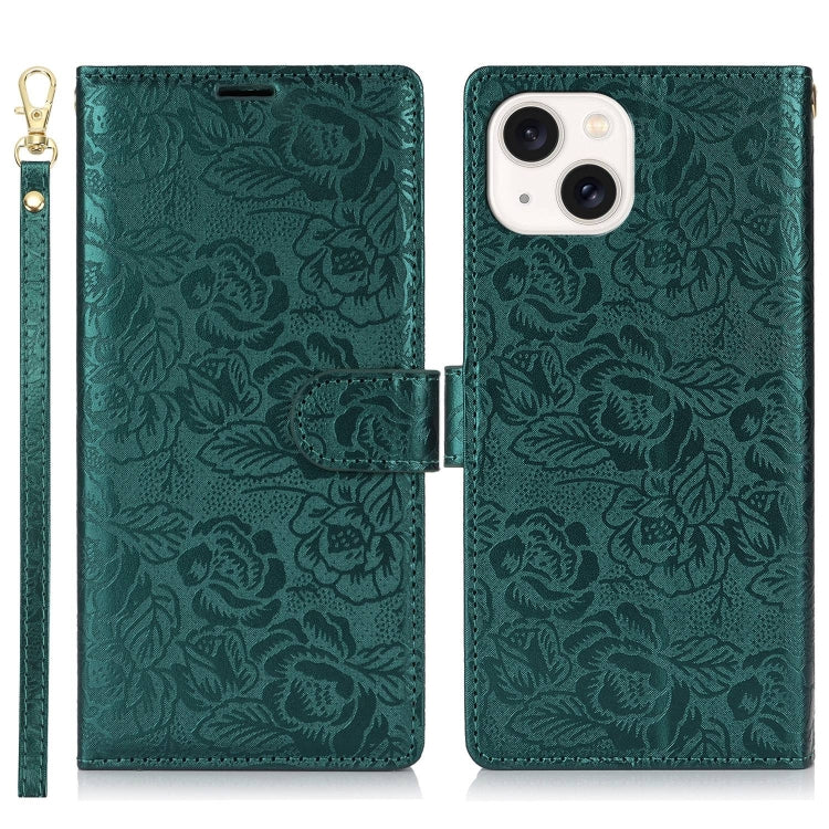 Peony Flowers Imprint Leather Phone Case, For iPhone 15 Plus, For iPhone 15, For iPhone 14 Plus, For iPhone 14 / 13, For iPhone 14 Pro, For iPhone 14 Pro Max