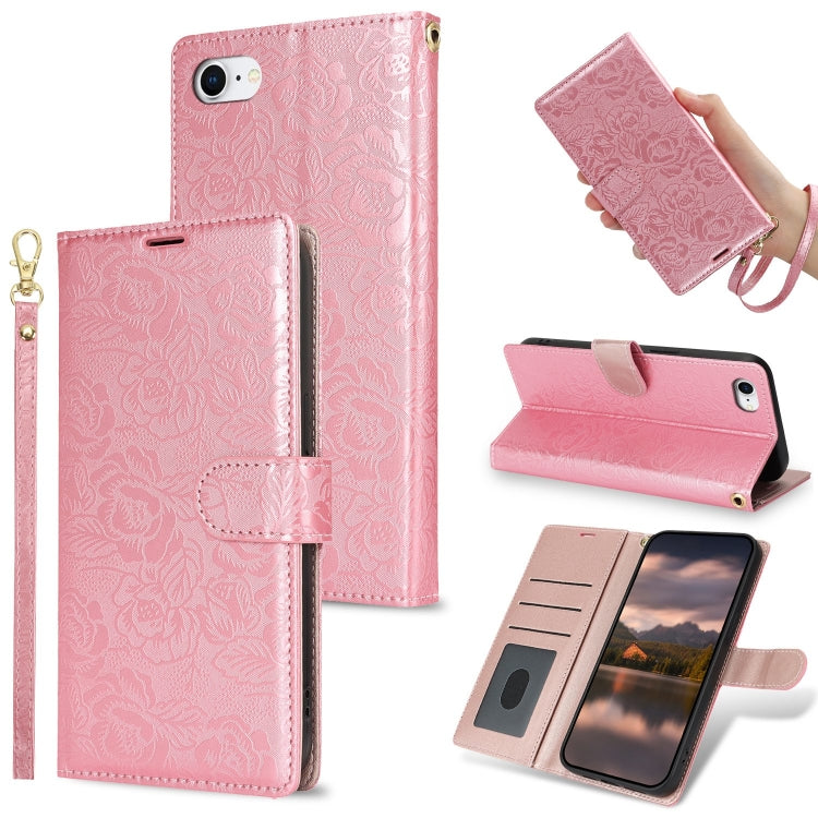 Peony Flowers Imprint Leather Phone Case, For iPhone 7 / 8 / SE 2022, For iPhone 13 Pro Max, For iPhone 13 Pro, For iPhone 13 mini, For iPhone 12 / 12 Pro, For iPhone 12 Pro Max