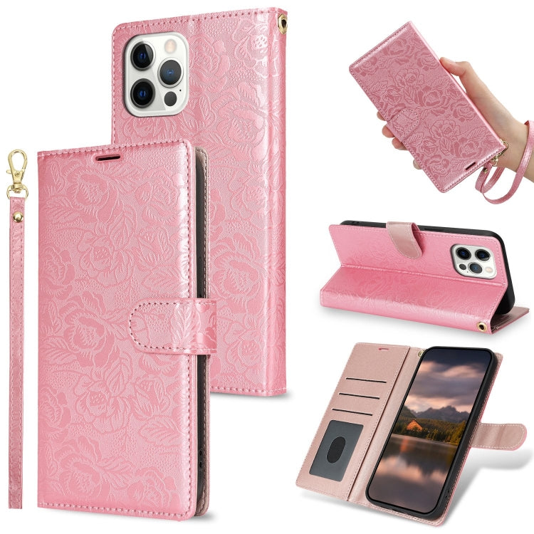 Peony Flowers Imprint Leather Phone Case, For iPhone 7 / 8 / SE 2022, For iPhone 13 Pro Max, For iPhone 13 Pro, For iPhone 13 mini, For iPhone 12 / 12 Pro, For iPhone 12 Pro Max