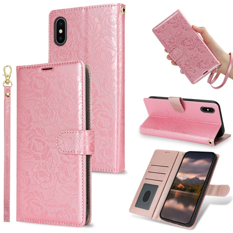 Peony Flowers Imprint Leather Phone Case, For iPhone 11 Pro Max, For iPhone 11, For iPhone 11 Pro, For iPhone X / XS, For iPhone XR, For iPhone XS Max