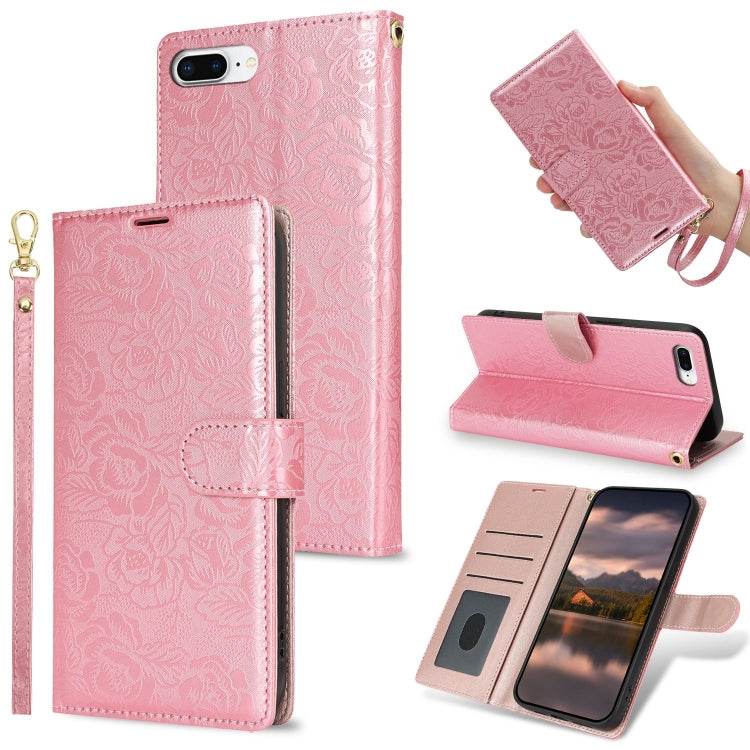 Peony Flowers Imprint Leather Phone Case, For iPhone 7 Plus / 8 Plus