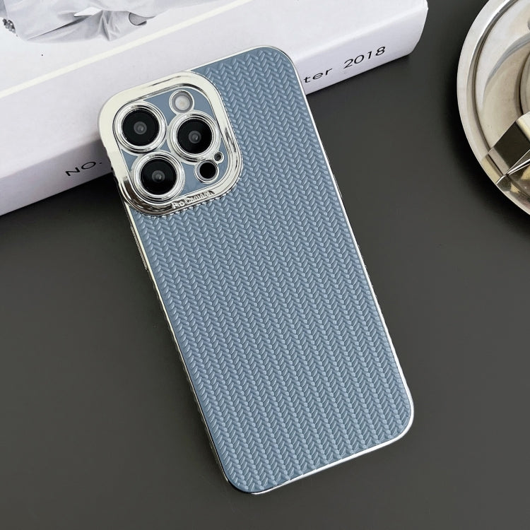 Electroplated Silver Edge Grain Texture TPU Phone Case, For iPhone 15 Pro, For iPhone 15 Plus, For iPhone 15, For iPhone 14 Plus, For iPhone 14