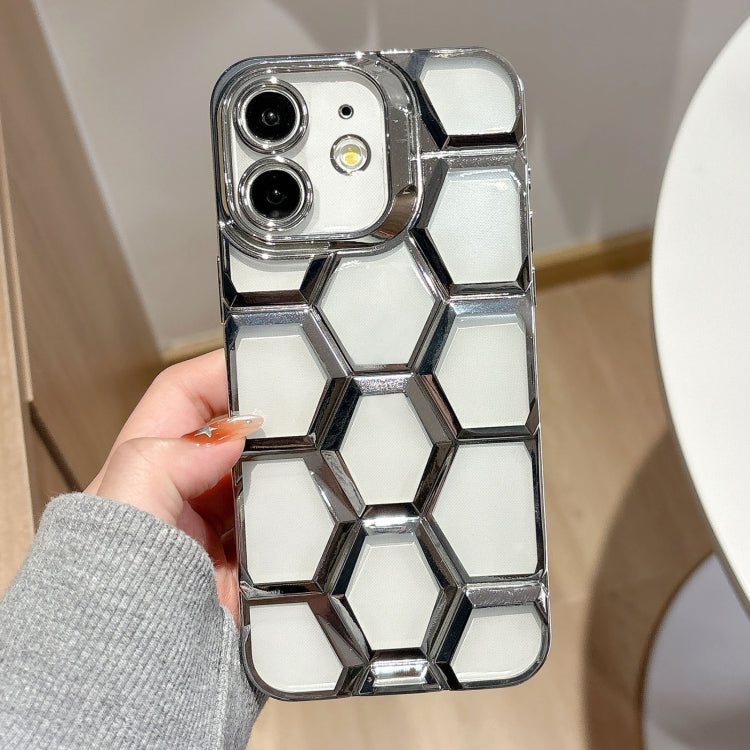 Electroplating Laser Engraving 3D Honeycomb Clear TPU Phone Case, For iPhone 12 Pro, For iPhone 11 Pro Max, For iPhone 11, For iPhone 11 Pro