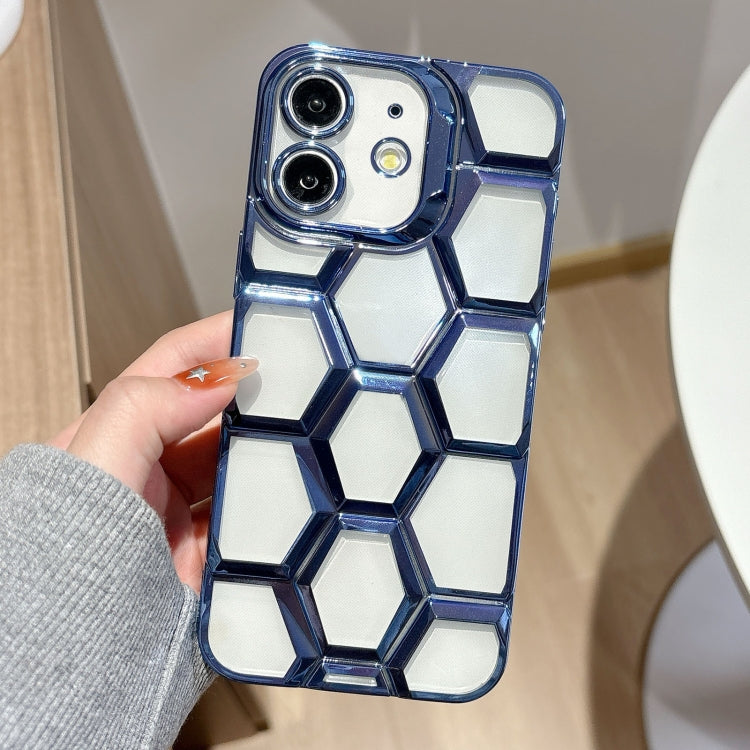 Electroplating Laser Engraving 3D Honeycomb Clear TPU Phone Case, For iPhone 12 Pro, For iPhone 11 Pro Max, For iPhone 11, For iPhone 11 Pro