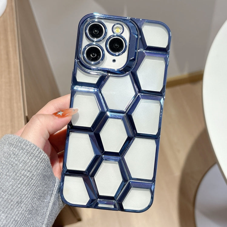 Electroplating Laser Engraving 3D Honeycomb Clear TPU Phone Case, For iPhone 12 Pro, For iPhone 11 Pro Max, For iPhone 11, For iPhone 11 Pro