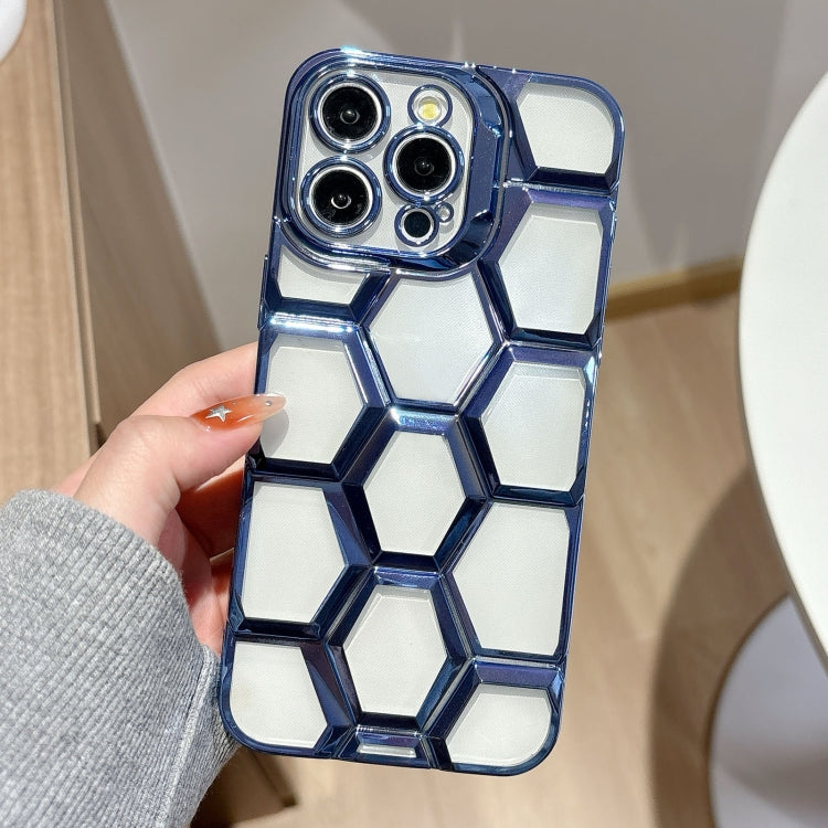 Electroplating Laser Engraving 3D Honeycomb Clear TPU Phone Case, For iPhone 12 Pro, For iPhone 11 Pro Max, For iPhone 11, For iPhone 11 Pro