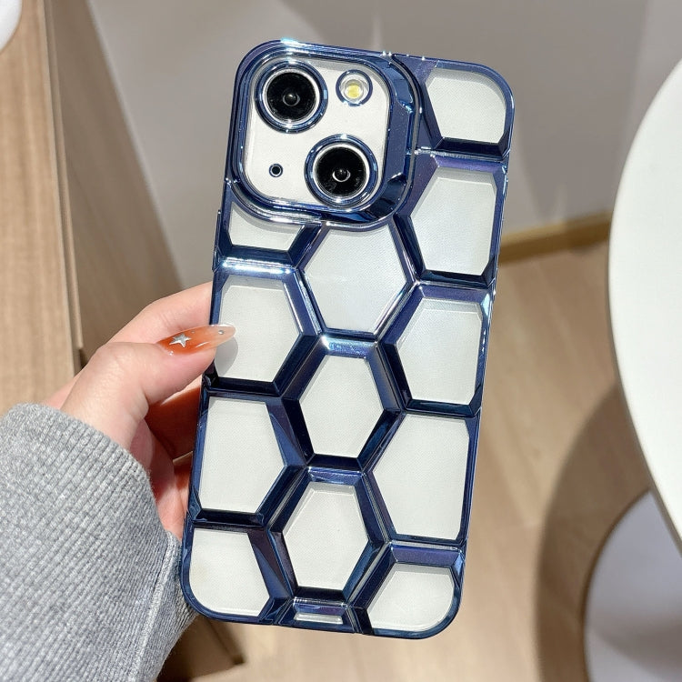 Electroplating Laser Engraving 3D Honeycomb Clear TPU Phone Case, For iPhone 13 Pro Max, For iPhone 13 Pro, For iPhone 13, For iPhone 12, For iPhone 12 Pro Max