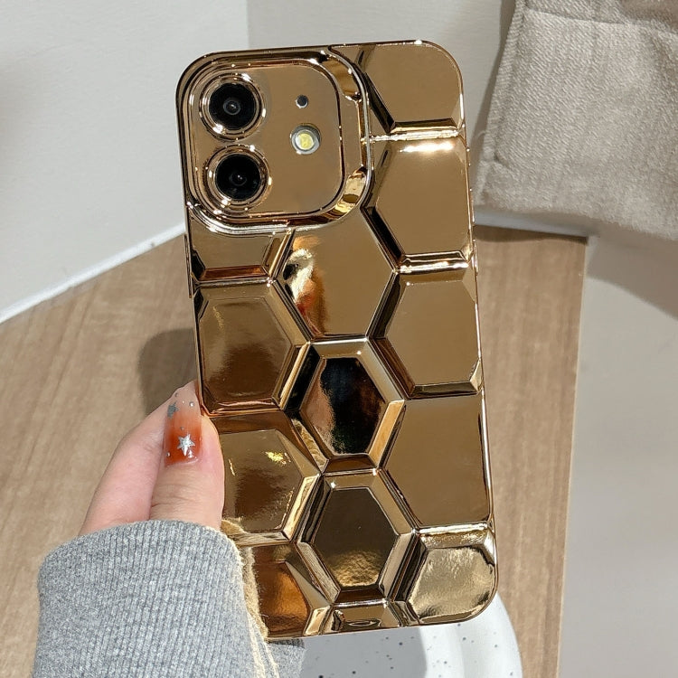 Electroplating Laser Engraving 3D Honeycomb TPU Phone Case, For iPhone 12 Pro, For iPhone 11 Pro Max, For iPhone 11, For iPhone 11 Pro