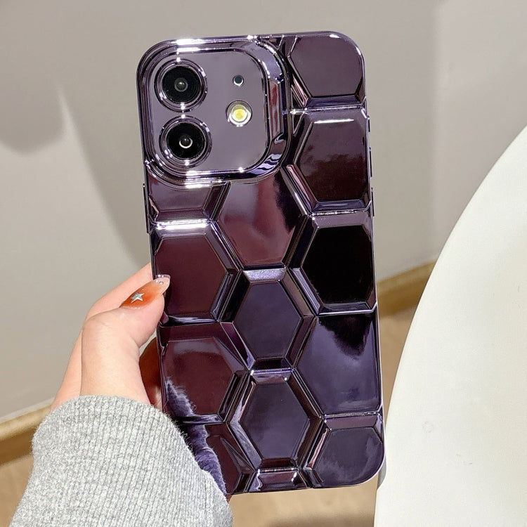 Electroplating Laser Engraving 3D Honeycomb TPU Phone Case, For iPhone 12 Pro, For iPhone 11 Pro Max, For iPhone 11, For iPhone 11 Pro