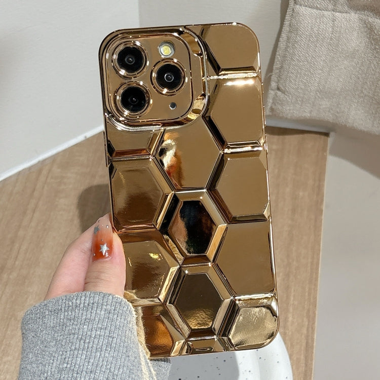 Electroplating Laser Engraving 3D Honeycomb TPU Phone Case, For iPhone 12 Pro, For iPhone 11 Pro Max, For iPhone 11, For iPhone 11 Pro