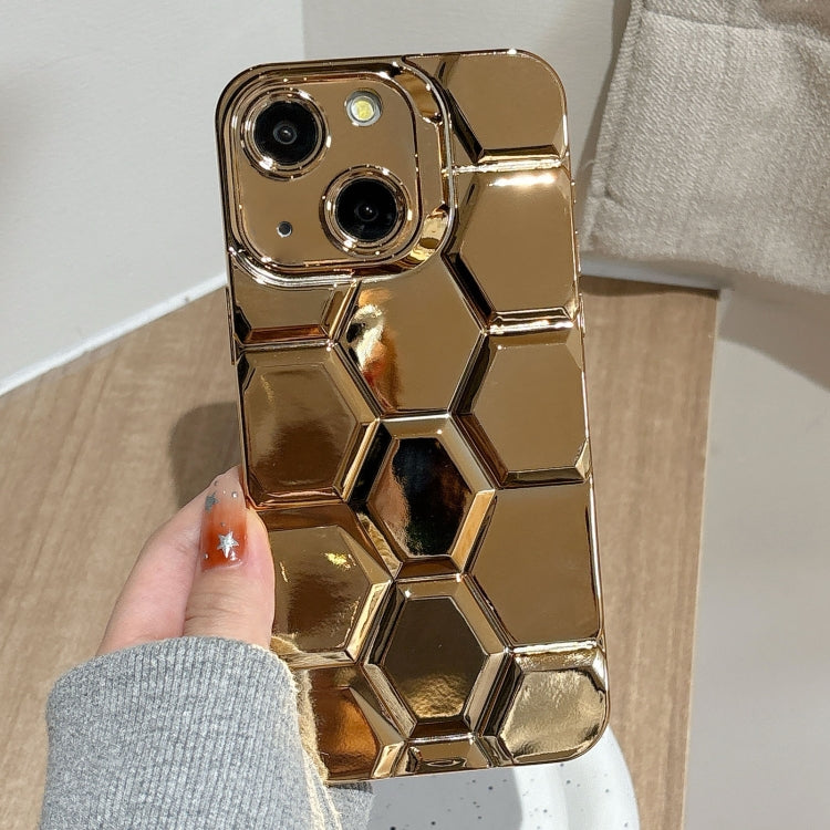 Electroplating Laser Engraving 3D Honeycomb TPU Phone Case, For iPhone 13 Pro Max, For iPhone 13 Pro, For iPhone 13, For iPhone 12, For iPhone 12 Pro Max