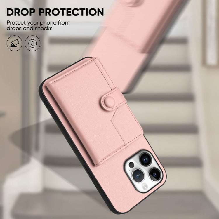 Button Card Bag RFID Anti-theft Phone Case, For iPhone 16 Pro Max, For iPhone 16 Pro, For iPhone 16 Plus, For iPhone 16, For iPhone 15 Pro Max