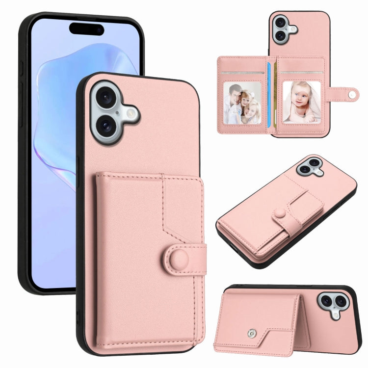 Button Card Bag RFID Anti-theft Phone Case, For iPhone 16 Pro Max, For iPhone 16 Pro, For iPhone 16 Plus, For iPhone 16, For iPhone 15 Pro Max