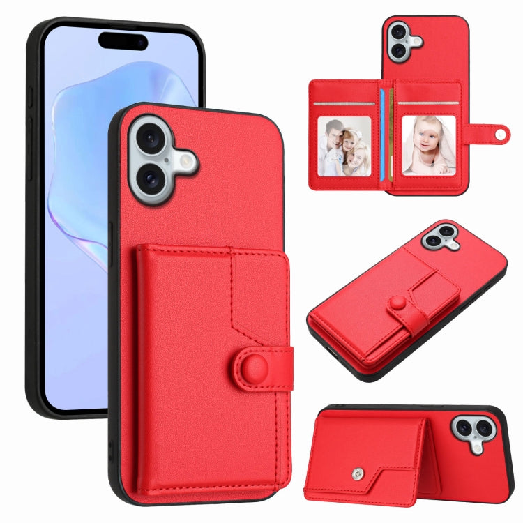 Button Card Bag RFID Anti-theft Phone Case, For iPhone 16 Pro Max, For iPhone 16 Pro, For iPhone 16 Plus, For iPhone 16, For iPhone 15 Pro Max