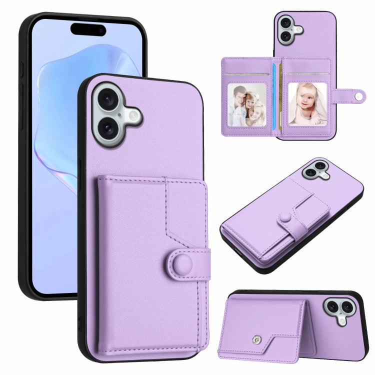 Button Card Bag RFID Anti-theft Phone Case, For iPhone 16 Pro Max, For iPhone 16 Pro, For iPhone 16 Plus, For iPhone 16, For iPhone 15 Pro Max