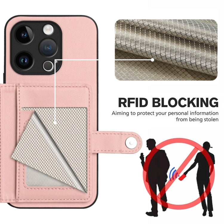 Button Card Bag RFID Anti-theft Phone Case, For iPhone 15 Pro, For iPhone 15 Plus, For iPhone 15, For iPhone 14 Plus, For iPhone 14