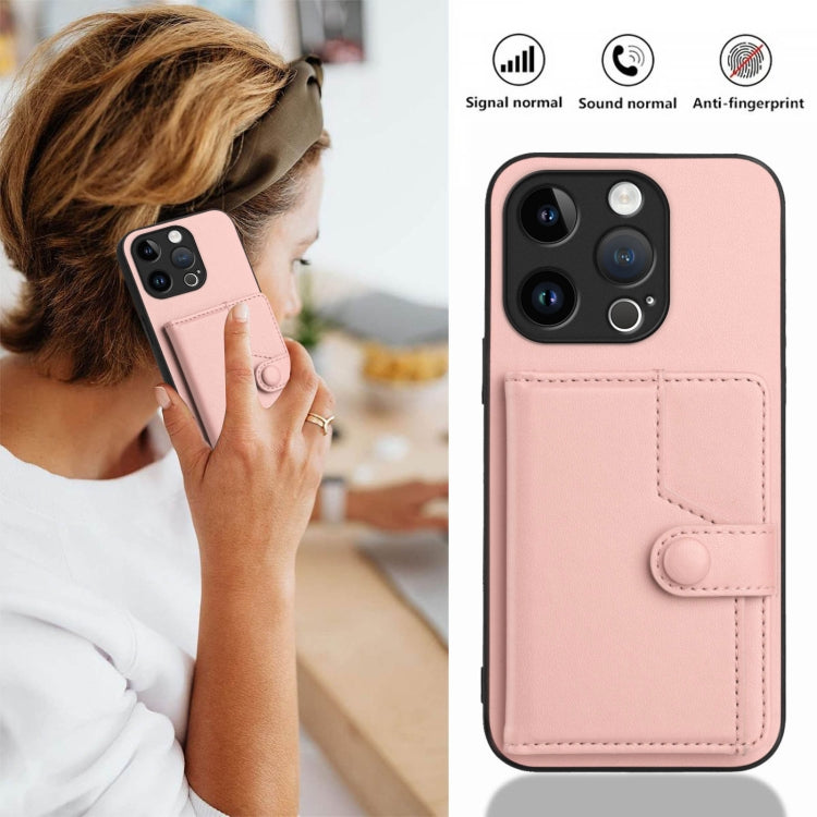 Button Card Bag RFID Anti-theft Phone Case, For iPhone 15 Pro, For iPhone 15 Plus, For iPhone 15, For iPhone 14 Plus, For iPhone 14