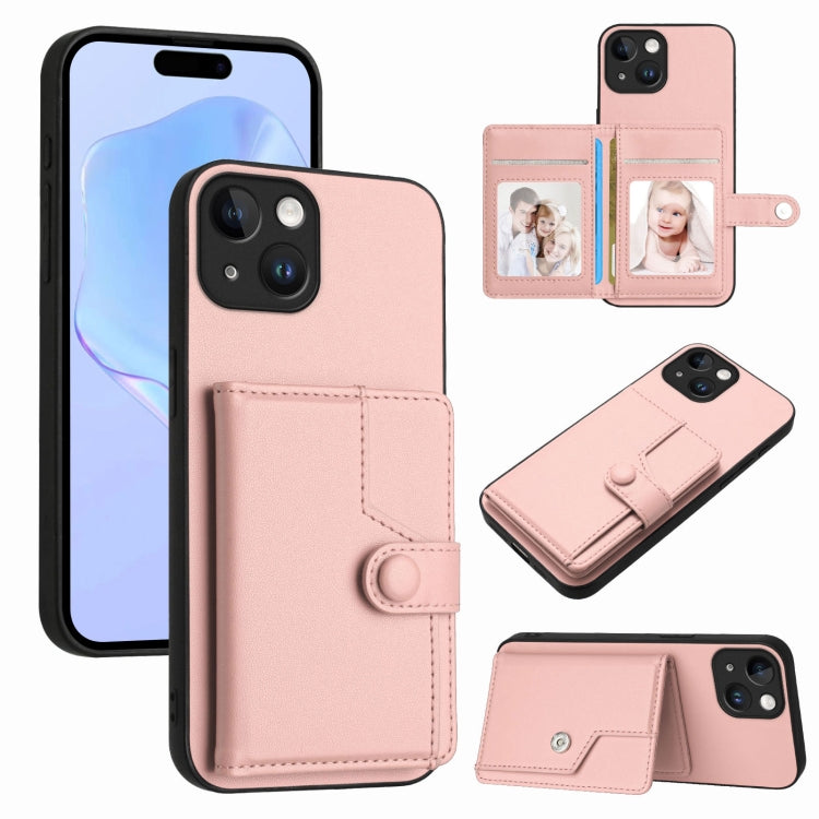 Button Card Bag RFID Anti-theft Phone Case, For iPhone 15 Pro, For iPhone 15 Plus, For iPhone 15, For iPhone 14 Plus, For iPhone 14