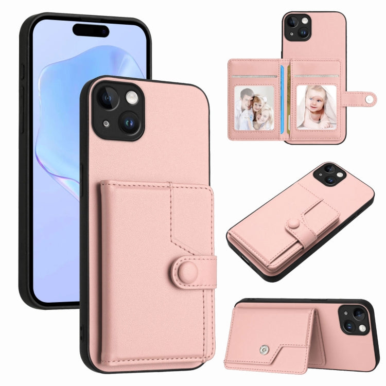 Button Card Bag RFID Anti-theft Phone Case, For iPhone 15 Pro, For iPhone 15 Plus, For iPhone 15, For iPhone 14 Plus, For iPhone 14