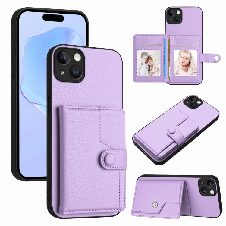 Button Card Bag RFID Anti-theft Phone Case, For iPhone 15 Pro, For iPhone 15 Plus, For iPhone 15, For iPhone 14 Plus, For iPhone 14