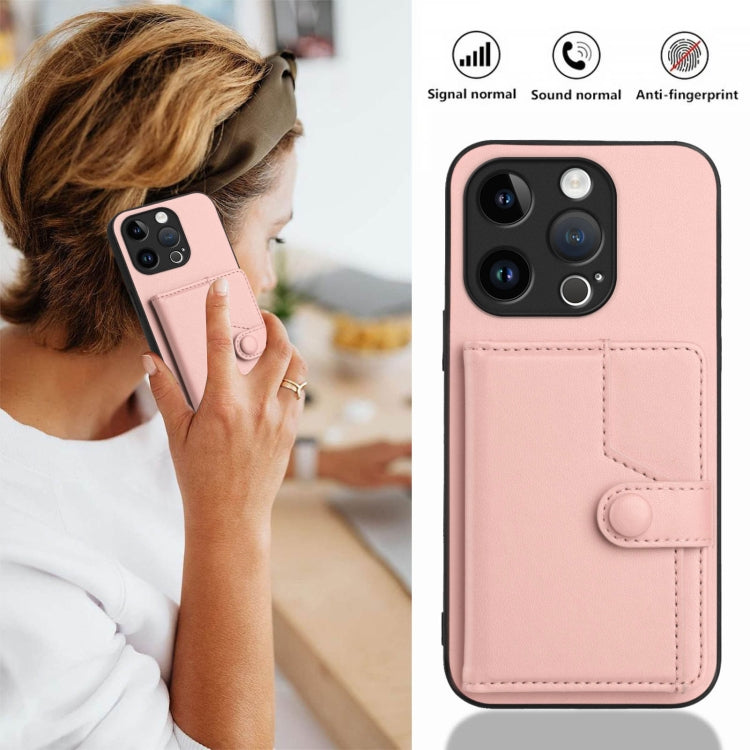 Button Card Bag RFID Anti-theft Phone Case, For iPhone 14 Pro, For iPhone 14 Pro Max, For iPhone SE 2022 / 2020, For iPhone 13 Pro Max, For iPhone 13 Pro