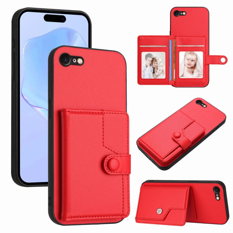 Button Card Bag RFID Anti-theft Phone Case, For iPhone 14 Pro, For iPhone 14 Pro Max, For iPhone SE 2022 / 2020, For iPhone 13 Pro Max, For iPhone 13 Pro