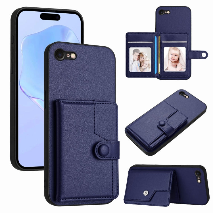 Button Card Bag RFID Anti-theft Phone Case, For iPhone 14 Pro, For iPhone 14 Pro Max, For iPhone SE 2022 / 2020, For iPhone 13 Pro Max, For iPhone 13 Pro