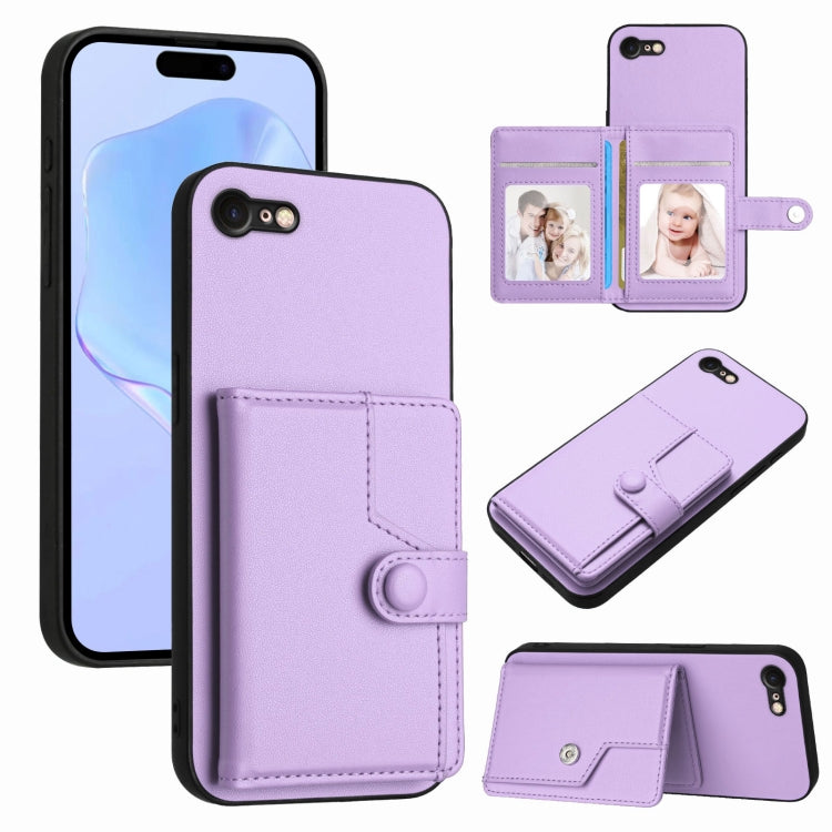 Button Card Bag RFID Anti-theft Phone Case, For iPhone 14 Pro, For iPhone 14 Pro Max, For iPhone SE 2022 / 2020, For iPhone 13 Pro Max, For iPhone 13 Pro