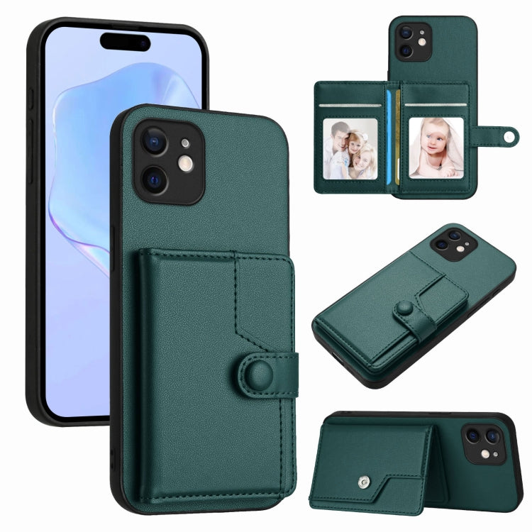 Button Card Bag RFID Anti-theft Phone Case, For iPhone 13, For iPhone 13 mini, For iPhone 12, For iPhone 12 Pro Max, For iPhone 12 Pro