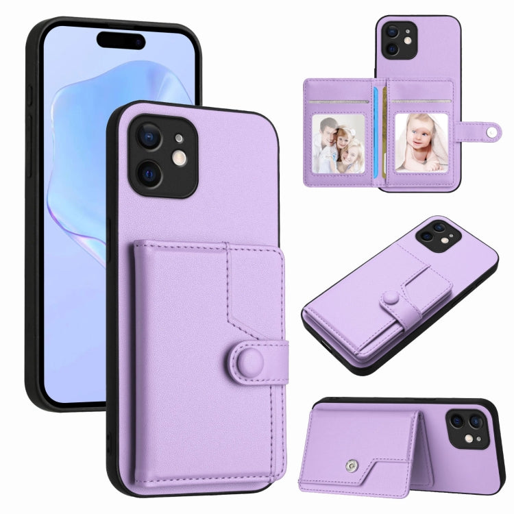 Button Card Bag RFID Anti-theft Phone Case, For iPhone 13, For iPhone 13 mini, For iPhone 12, For iPhone 12 Pro Max, For iPhone 12 Pro